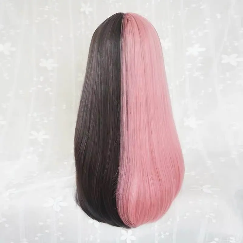 GOTHIC HARAJUKU PINK BLACK LONG STRAIGHT WIG BY31047