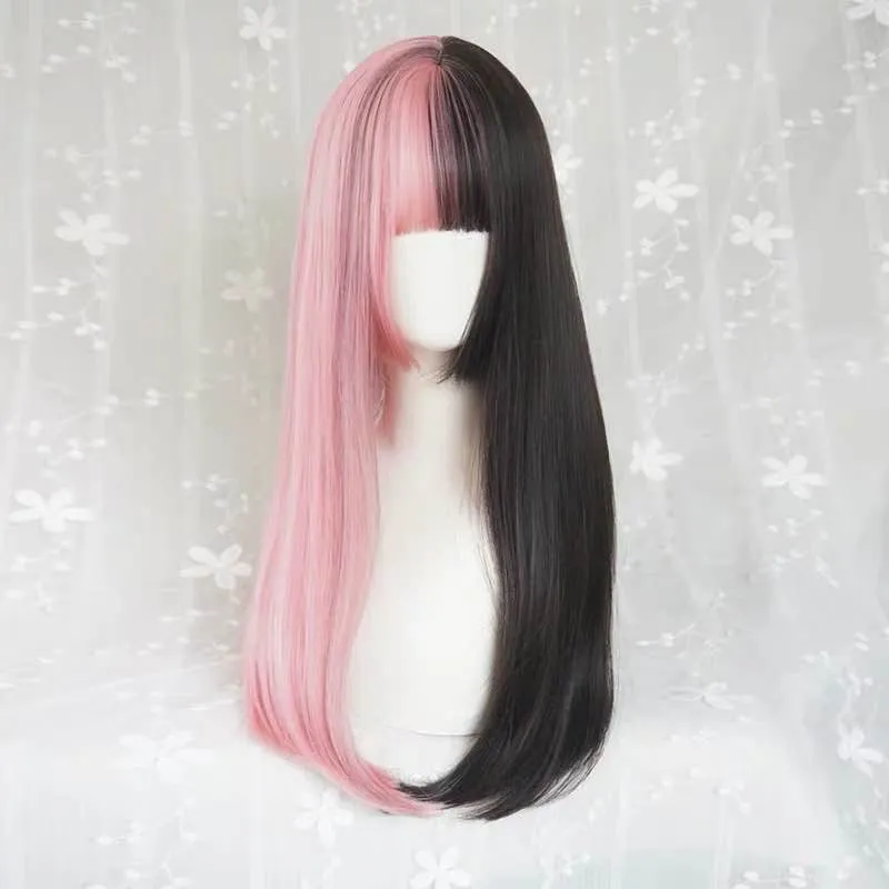 GOTHIC HARAJUKU PINK BLACK LONG STRAIGHT WIG BY31047