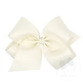 Grosgrain Hair Bow Scalloped Edge, Antique White