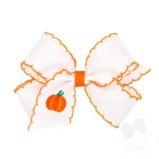 Grossgrain Moonstitch Bow-Pumpkin