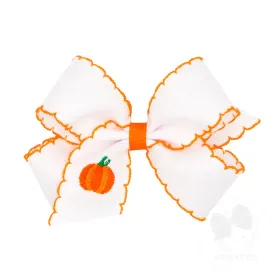 Grossgrain Moonstitch Bow-Pumpkin