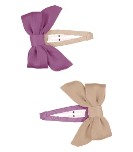 Hair Bow Clips x 2 - Oat & Aster