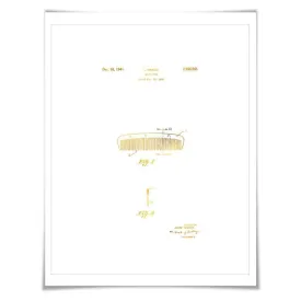 Hair Comb Gold Foil Patent Illustration. 7 Foil Colours. Beauty Salon Art Print. Hairdresser Poster.