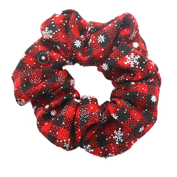 Hair Scrunchie - Plaid Snowflakes