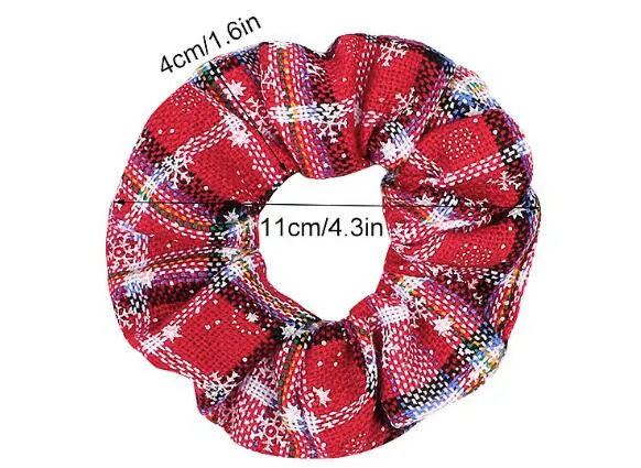 Hair Scrunchie - Plaid Snowflakes