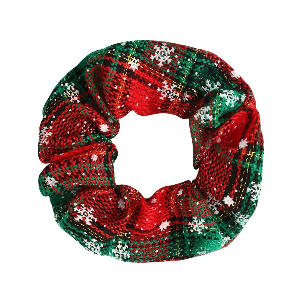 Hair Scrunchie - Plaid Snowflakes