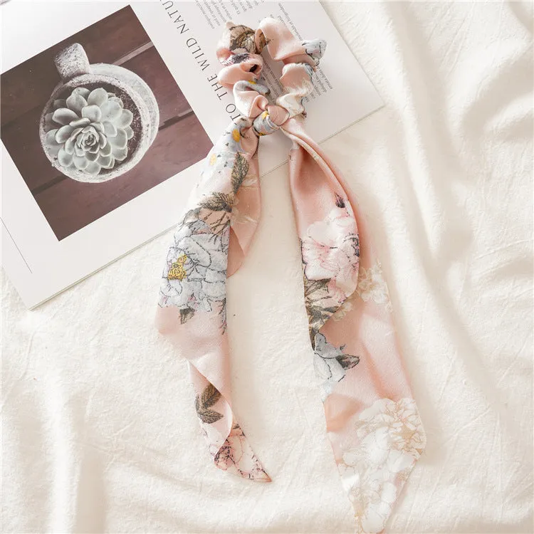 Hair Scrunchies Elastic Hair Bands Hair Scarf Ponytail Cute Colorful Floral Design