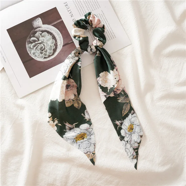 Hair Scrunchies Elastic Hair Bands Hair Scarf Ponytail Cute Colorful Floral Design