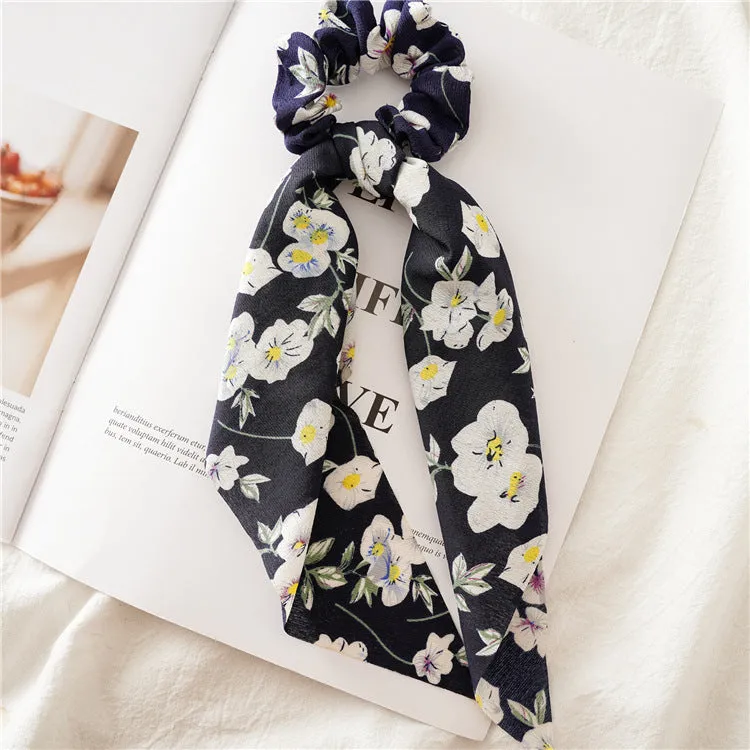 Hair Scrunchies Elastic Hair Bands Hair Scarf Ponytail Cute Colorful Floral Design