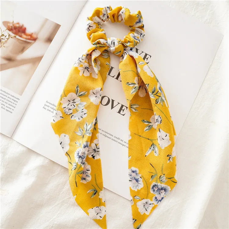 Hair Scrunchies Elastic Hair Bands Hair Scarf Ponytail Cute Colorful Floral Design