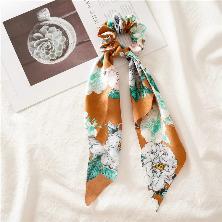 Hair Scrunchies Elastic Hair Bands Hair Scarf Ponytail Cute Colorful Floral Design