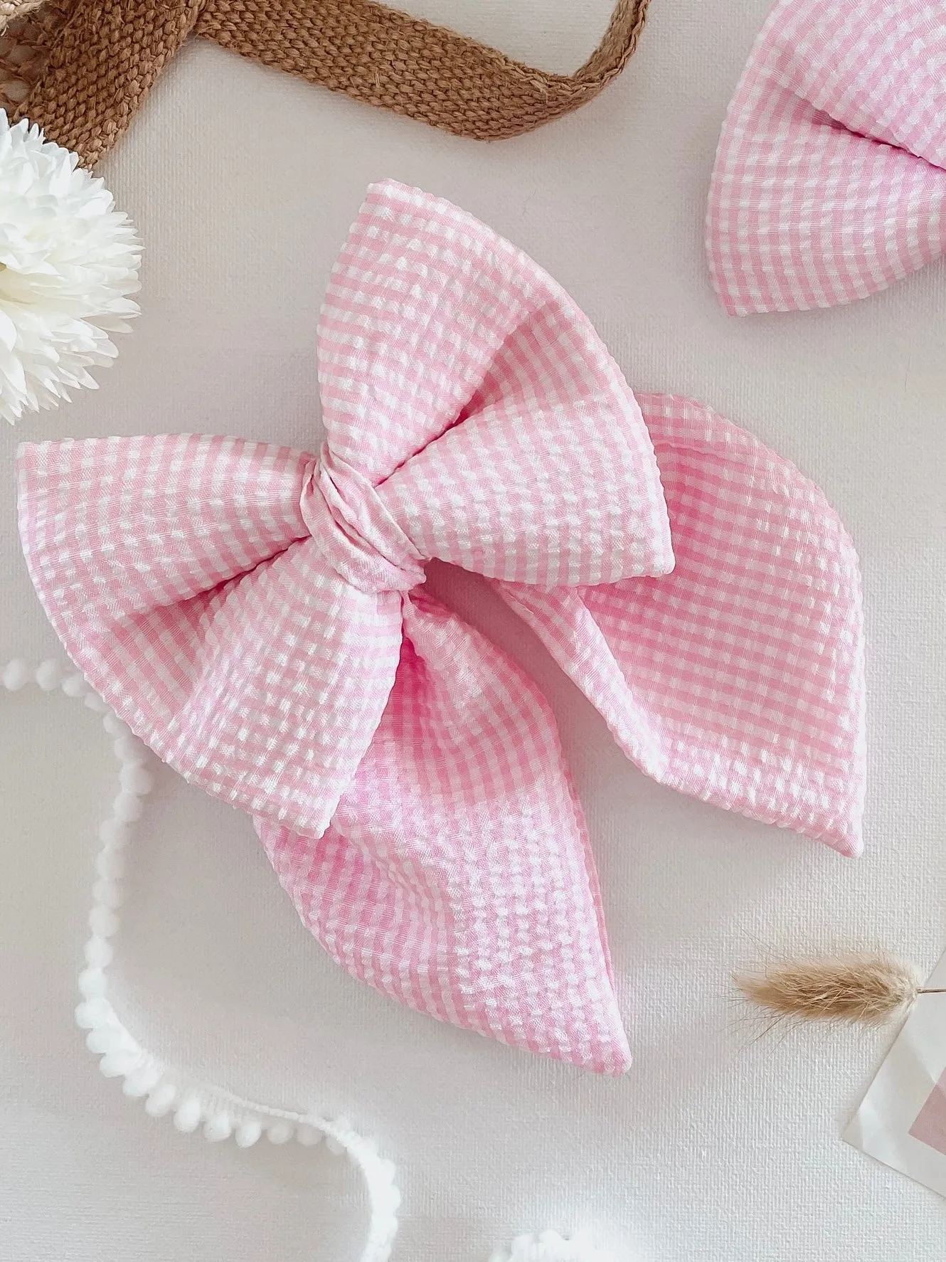 Halipup Pink Seersucker-Sailor Bows