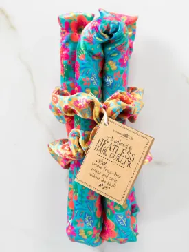 Heatless Hair Curler - Teal Floral