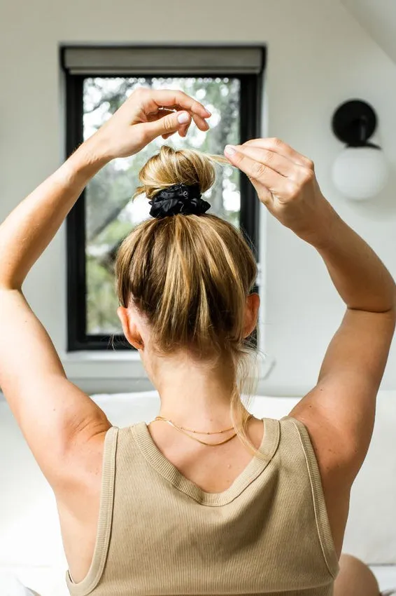 Jet Black Teletie Scrunchies