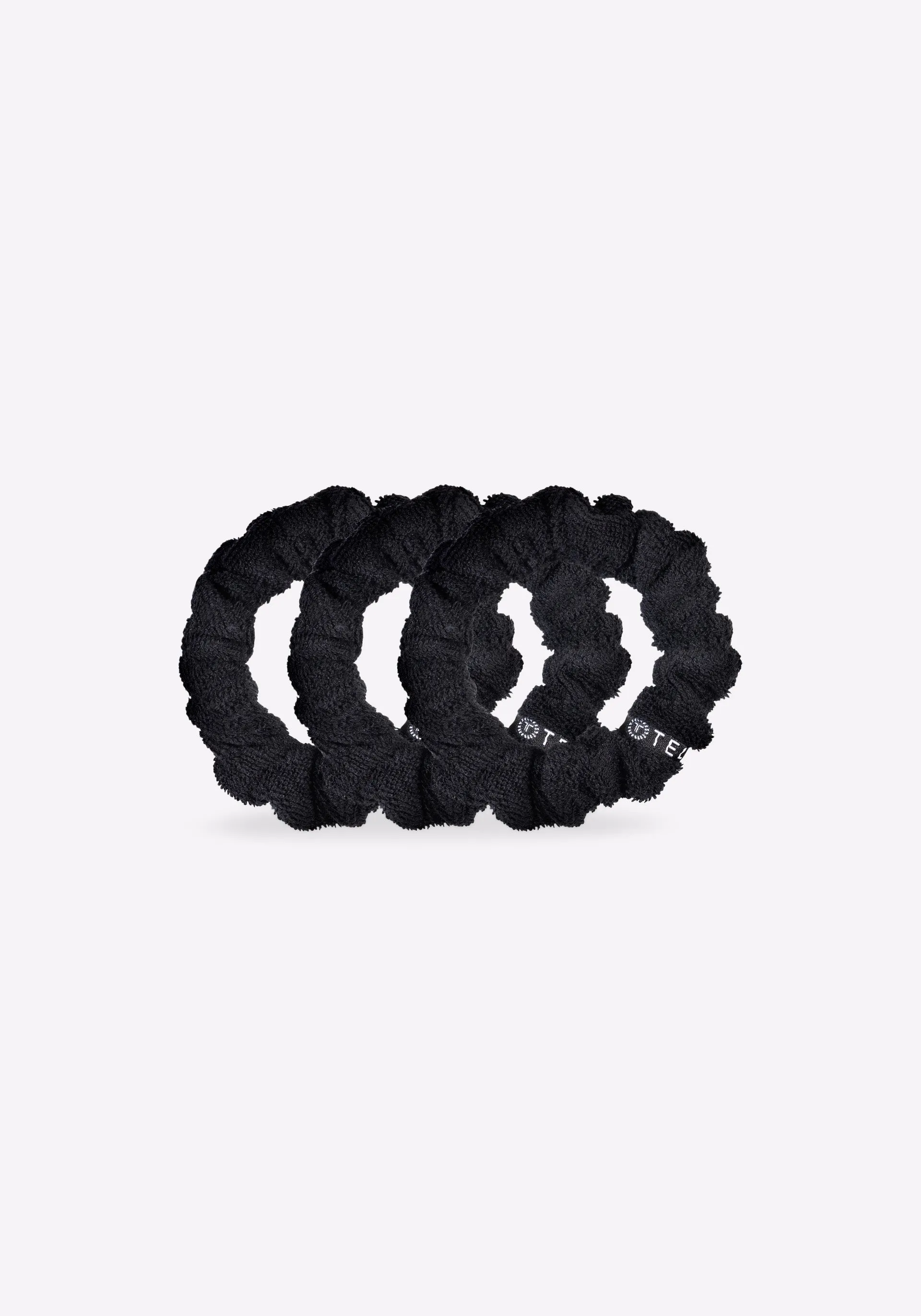 Jet Black Terry Cloth Large Scrunchie - 3 Pack