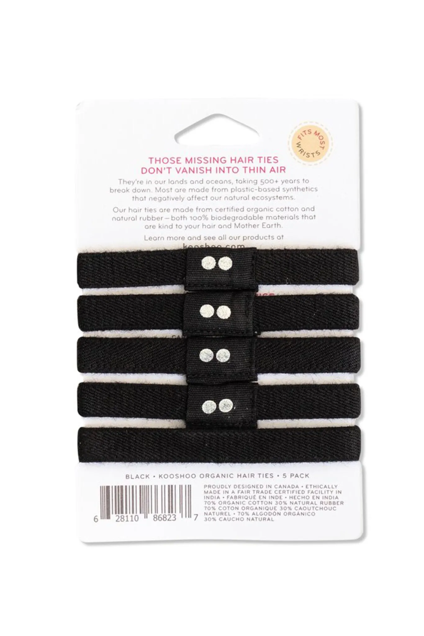 Kooshoo Organic Hair Ties - Black