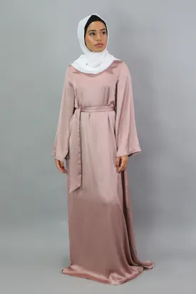 LaMeera Wide Sleeve Satin Dress - Dusty Rose