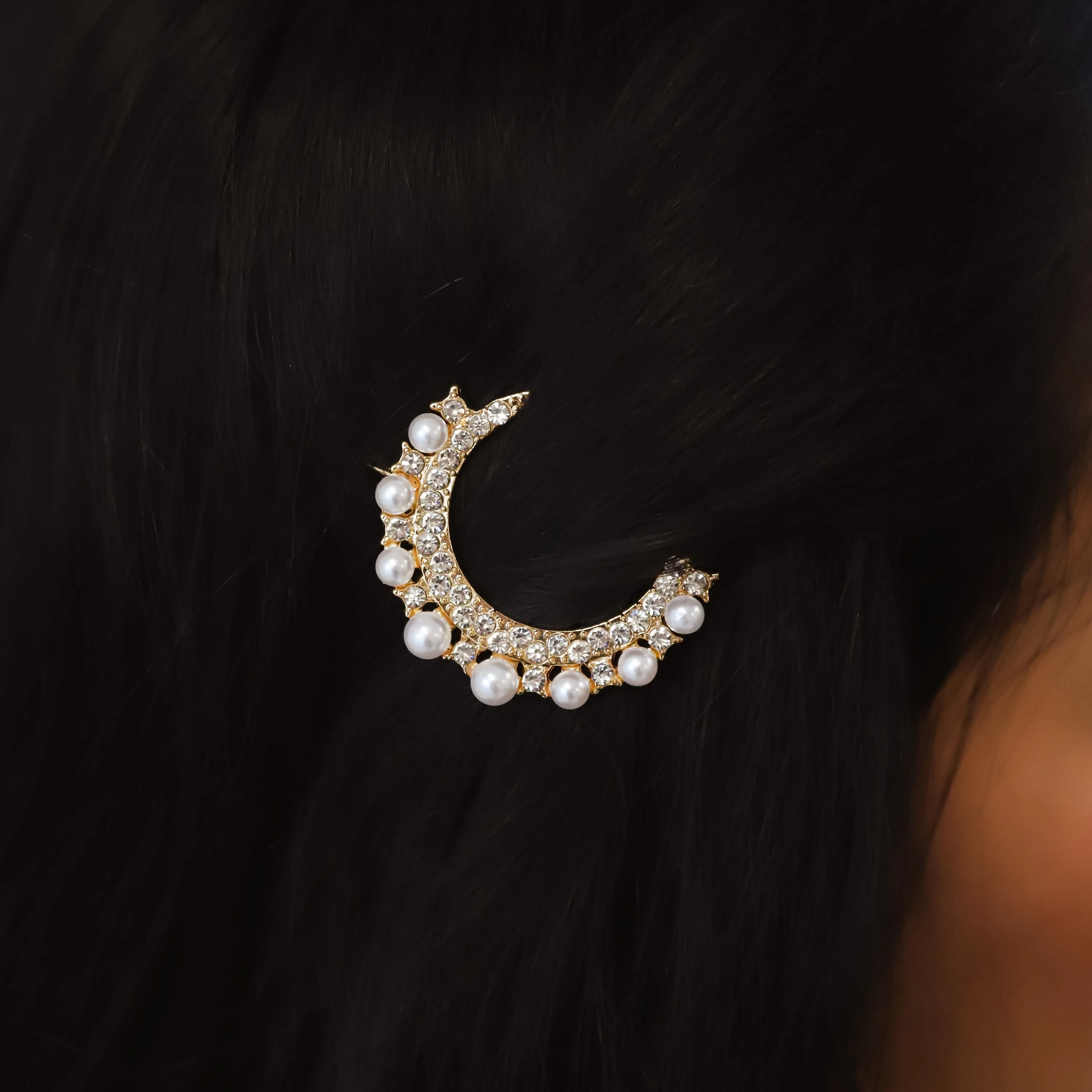 Lana Moon Pearl Hair Clip | Gold