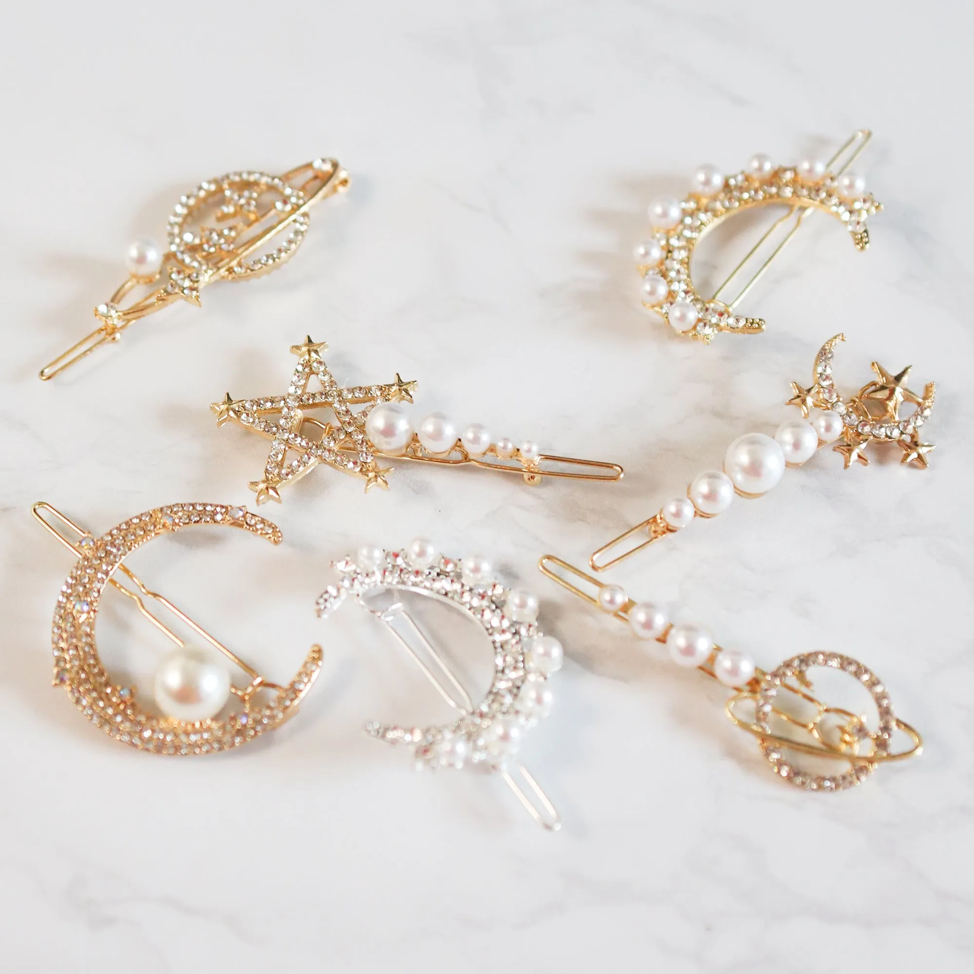 Lana Moon Pearl Hair Clip | Silver