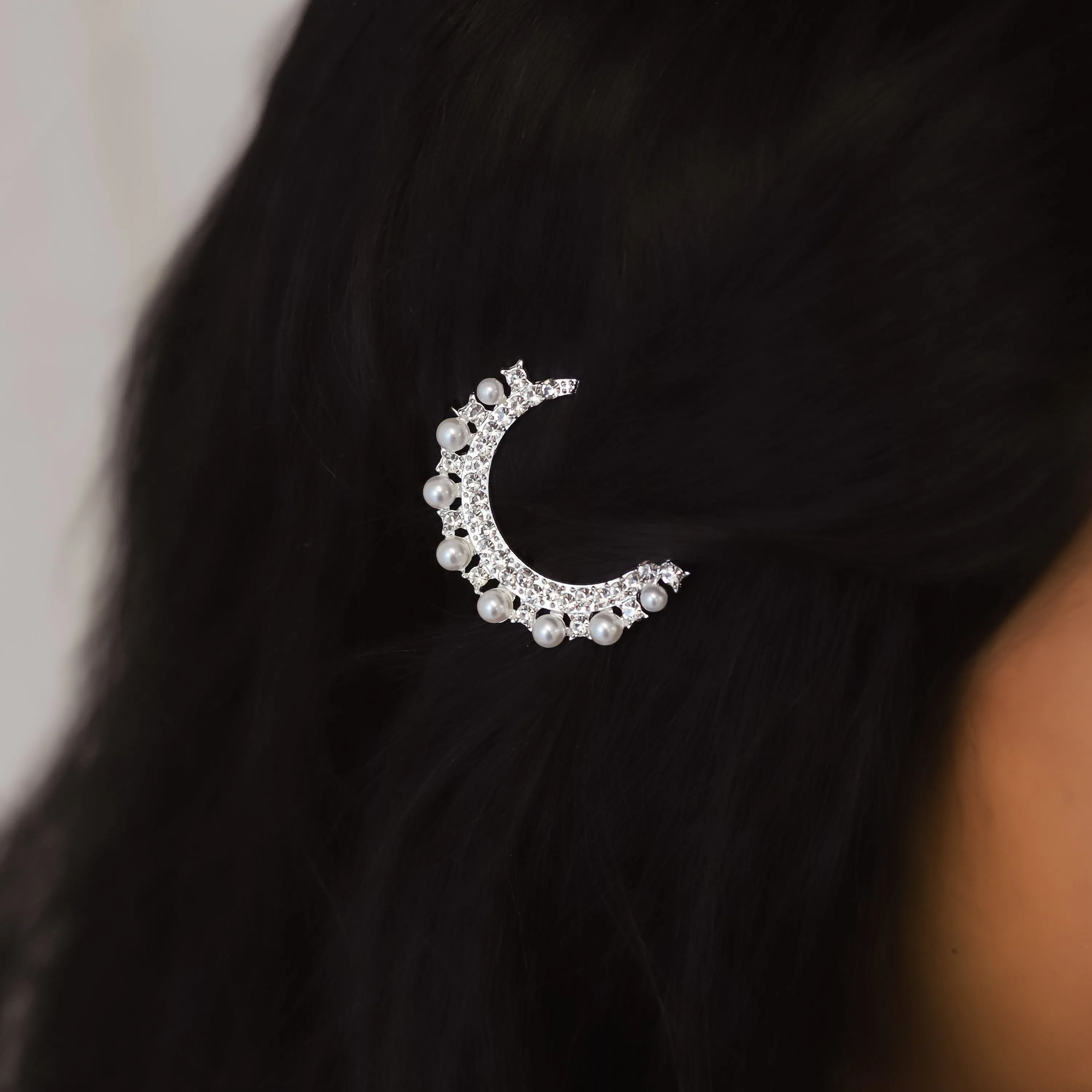 Lana Moon Pearl Hair Clip | Silver