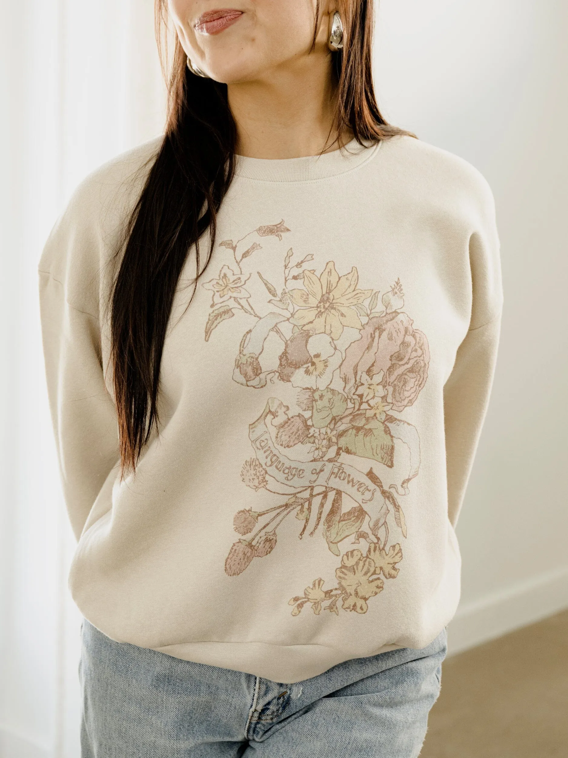 Language of Flowers Bone Fleece Raglan Sweatshirt