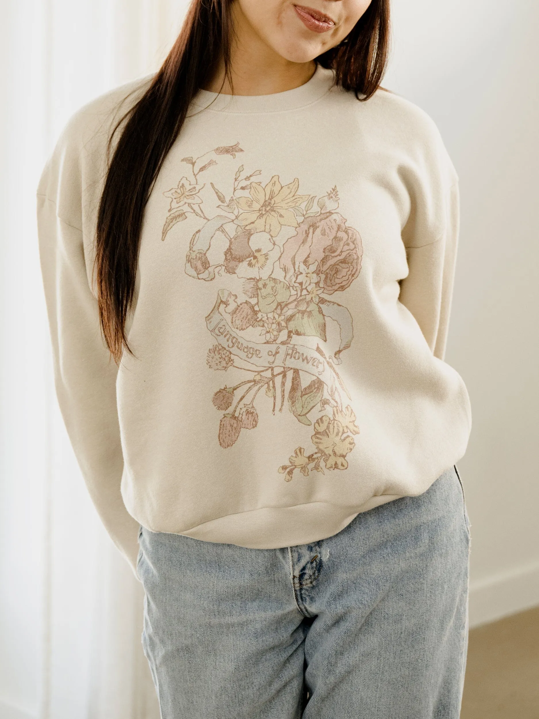 Language of Flowers Bone Fleece Raglan Sweatshirt