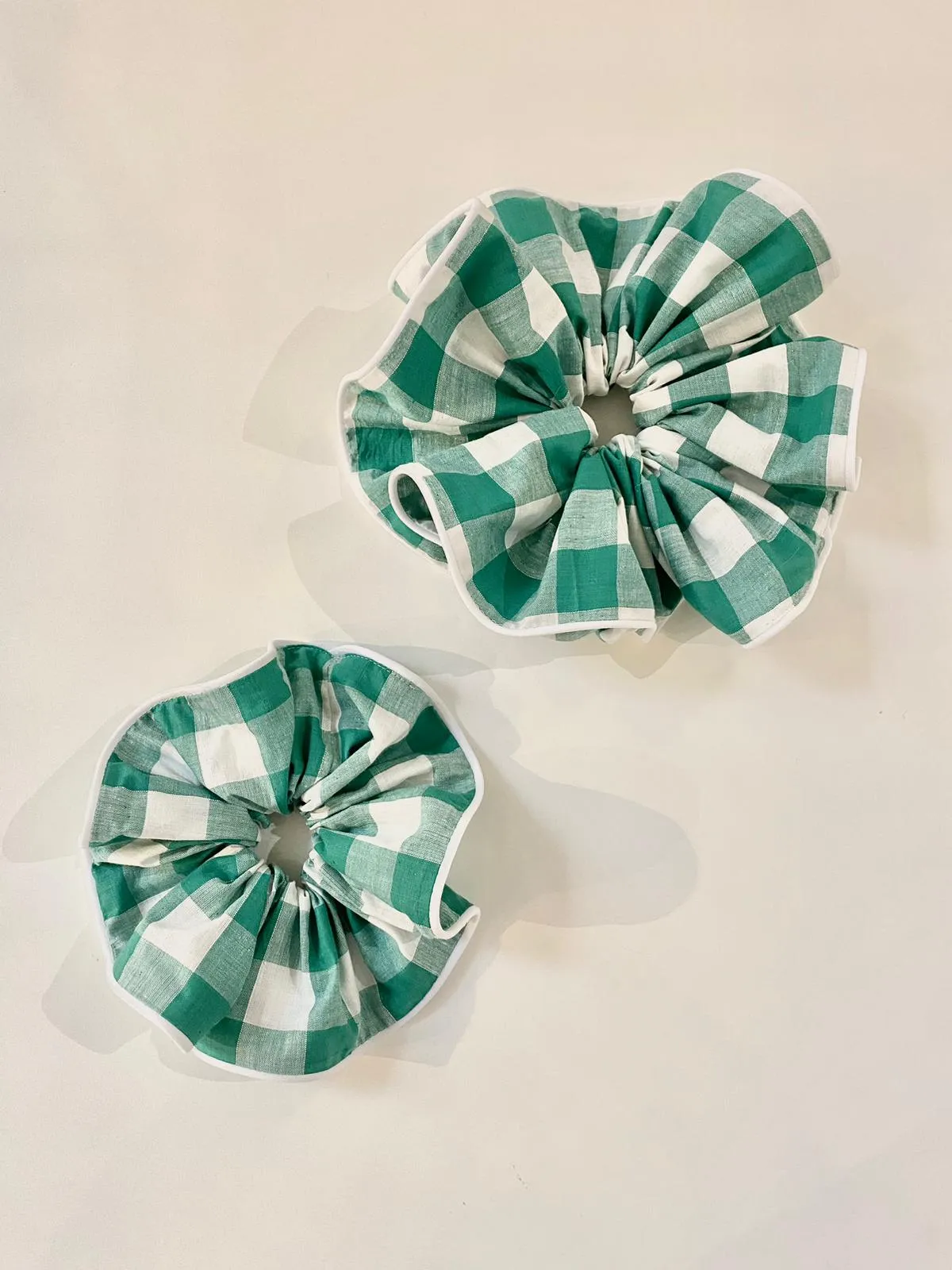 Large Scrunchie in Green Gingham