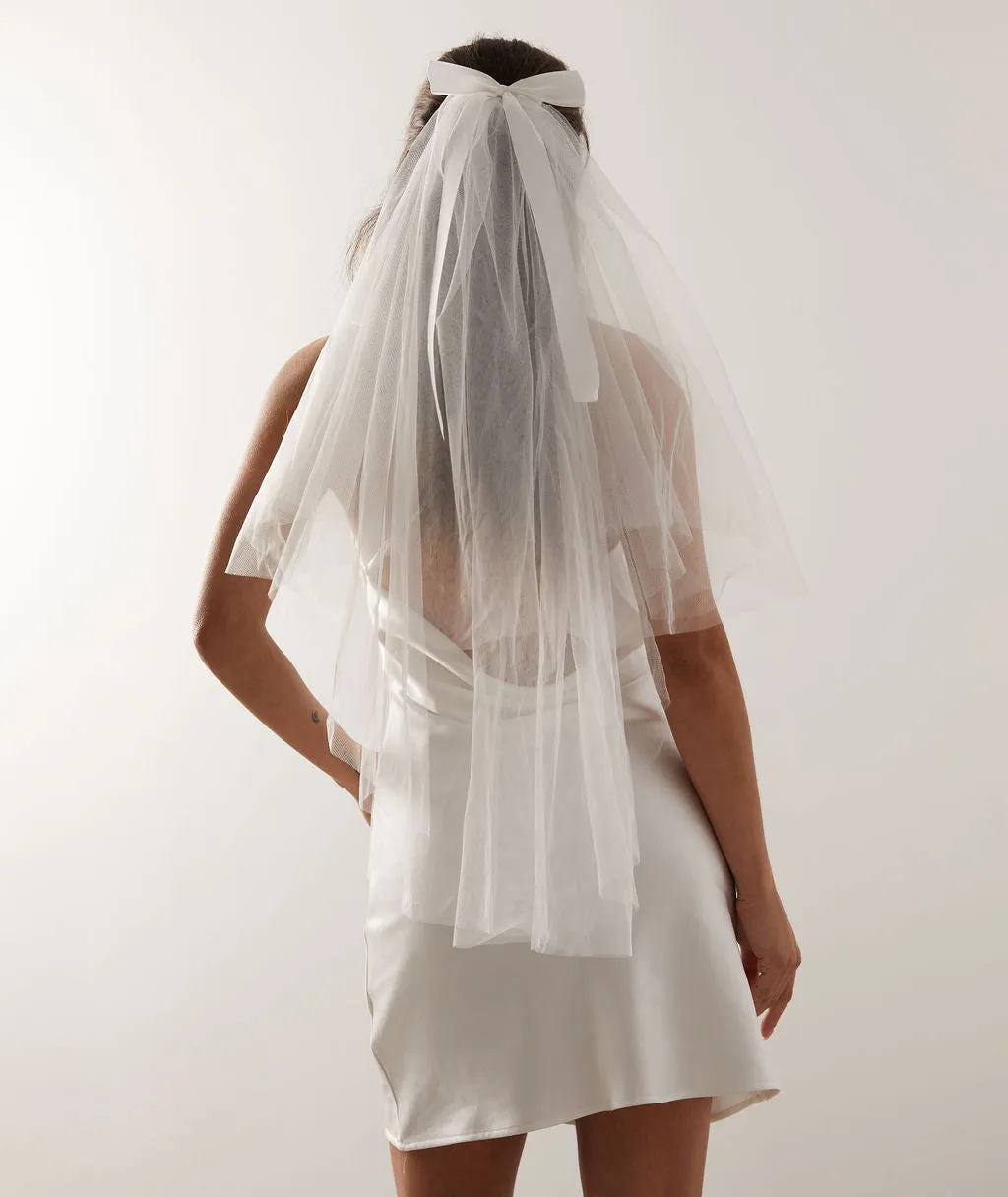 Layered Tulle Veil - White