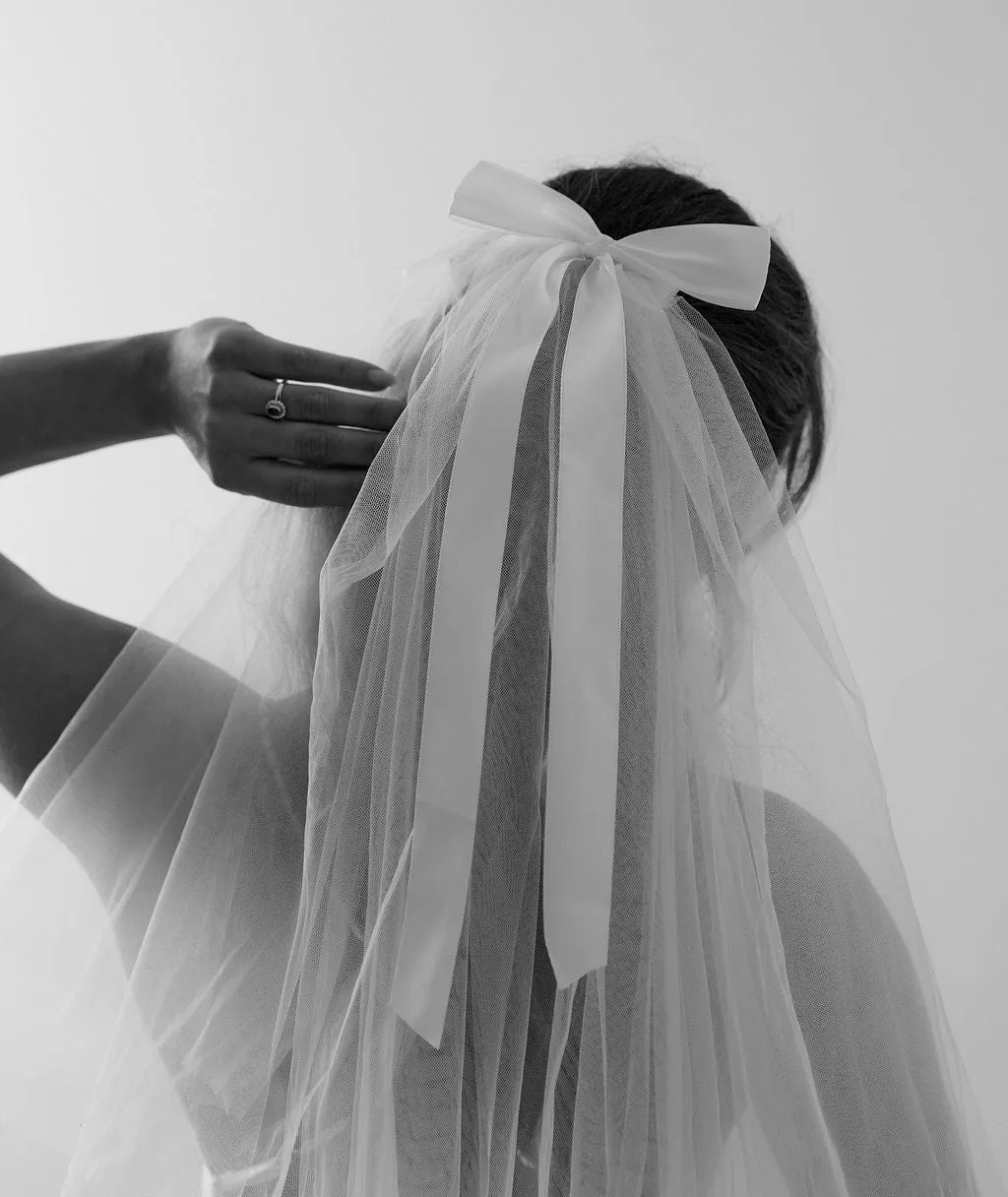 Layered Tulle Veil - White