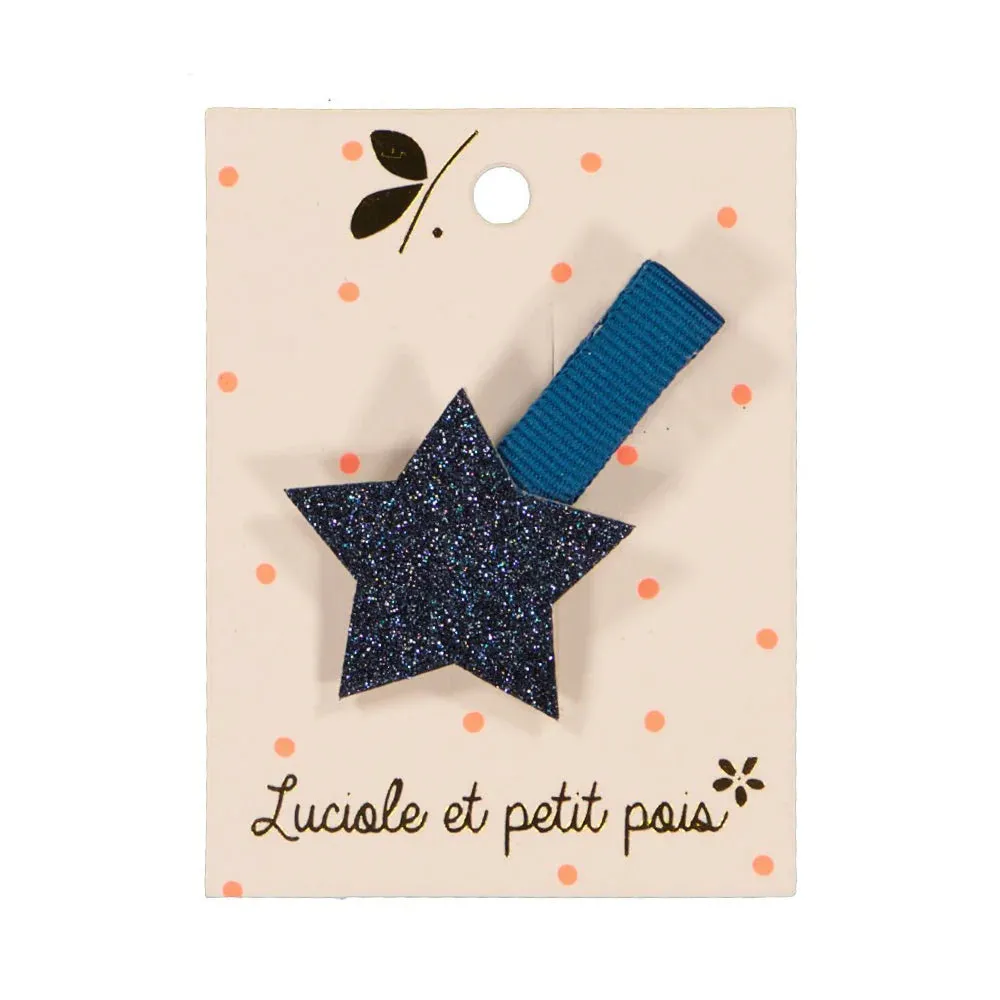 Luciole Et Petit Pois | Mini Blue Glitter Star Hair Clip