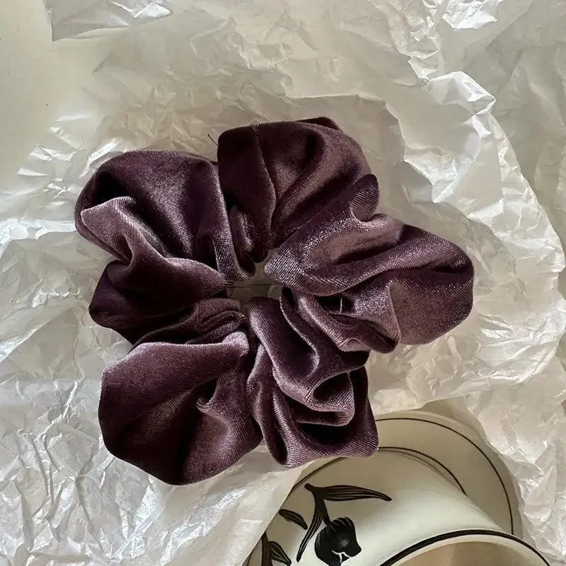 MAC009 hijab scrunchies, velvet flower hair accessories