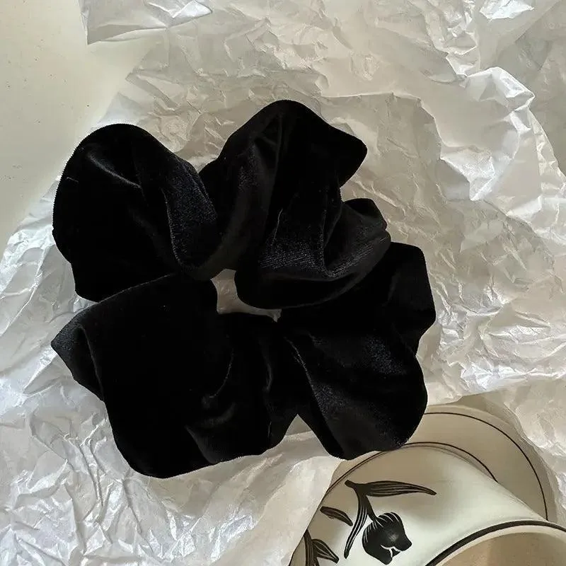 MAC009 hijab scrunchies, velvet flower hair accessories