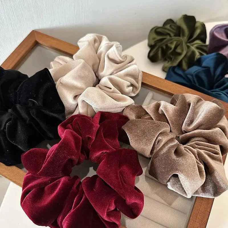 MAC009 hijab scrunchies, velvet flower hair accessories