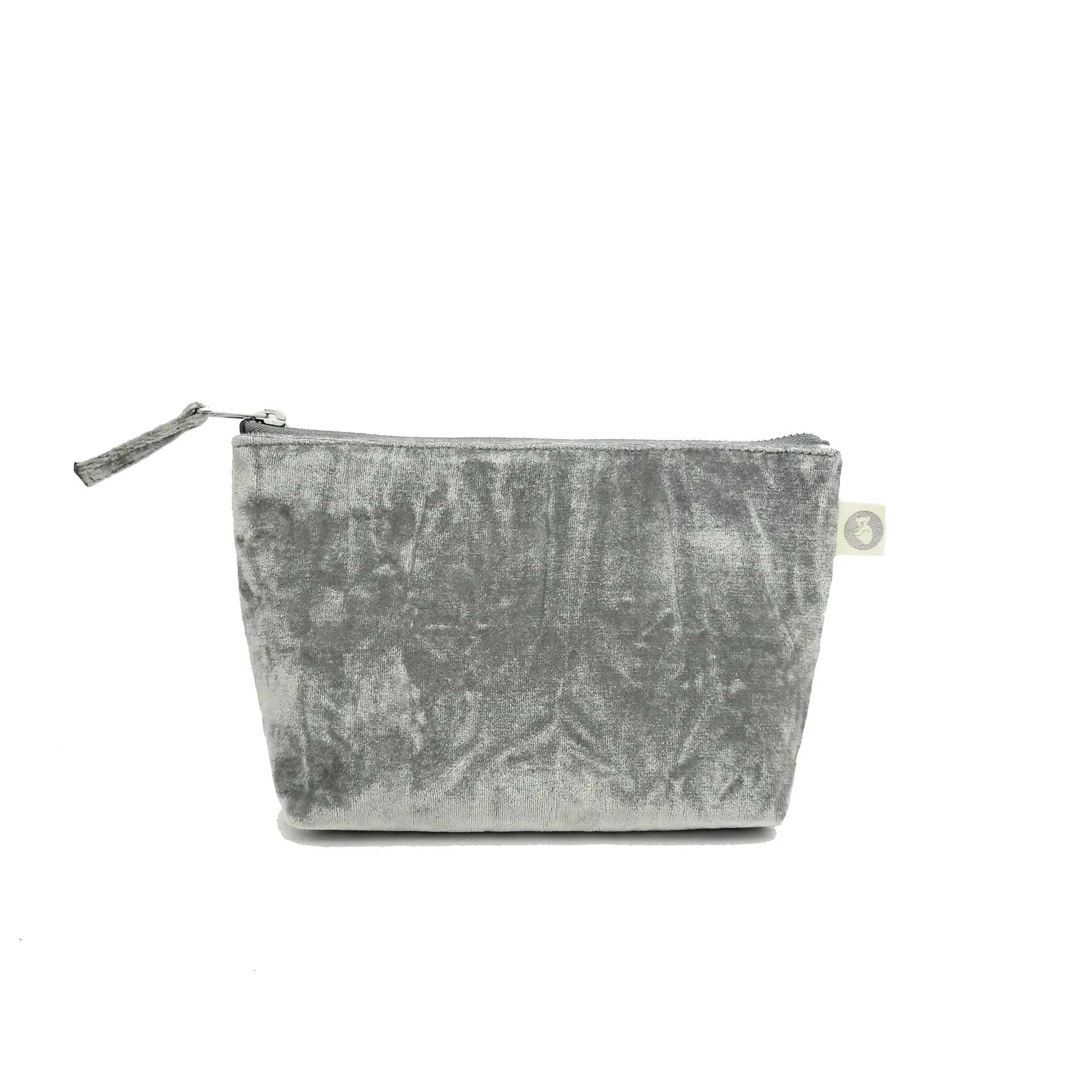 Makeup Bag: Grey Crushed Velvet