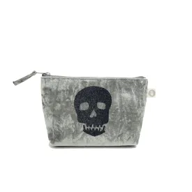 Makeup Bag: Grey Crushed Velvet