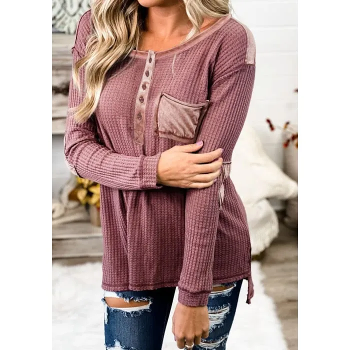 Mauve Distressed Henley