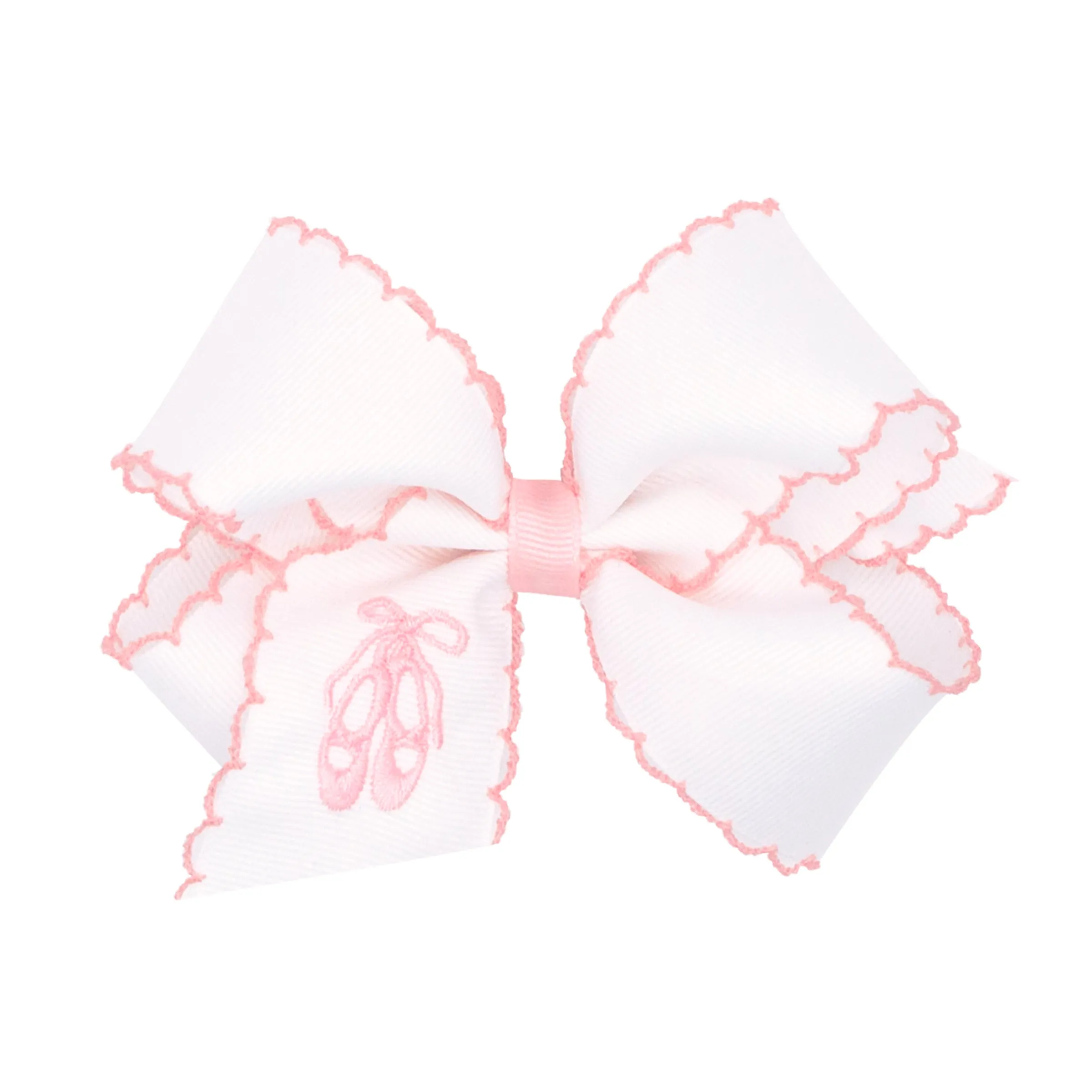 Medium Grosgrain Moonstitch Embroidered Ballet Slippers Girls Hair Bow