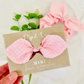 MINI Bow Scrunchie - Fairy Floss Polka Dot