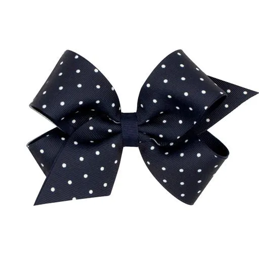 Mini dot print grosgrain overlay bow