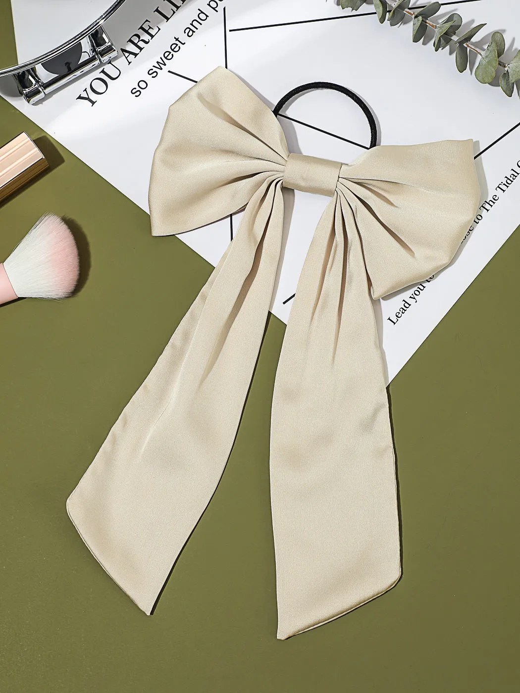 MINISO Hair Tie with Large Bowknot Ribbon(Creamy White)