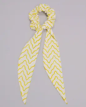 Misted Yellow Handblock Scarf Scrunchie