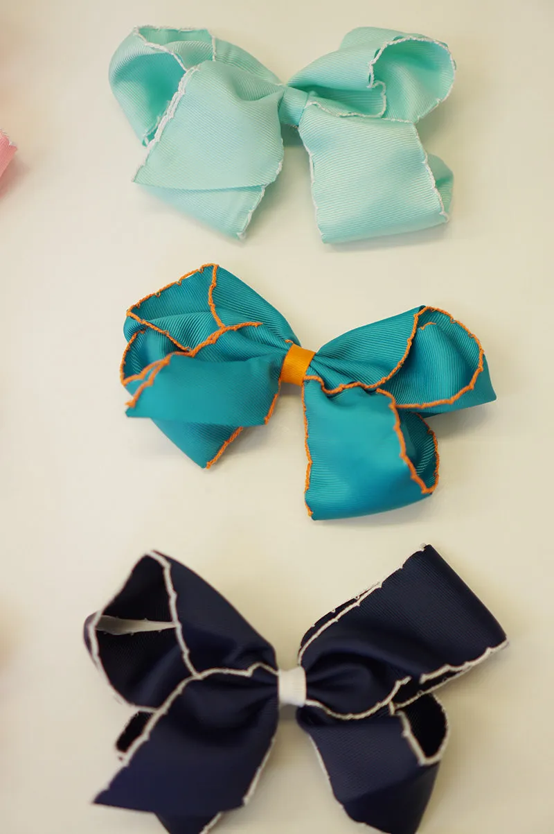 Moon stitch 6" wide Hair Bow