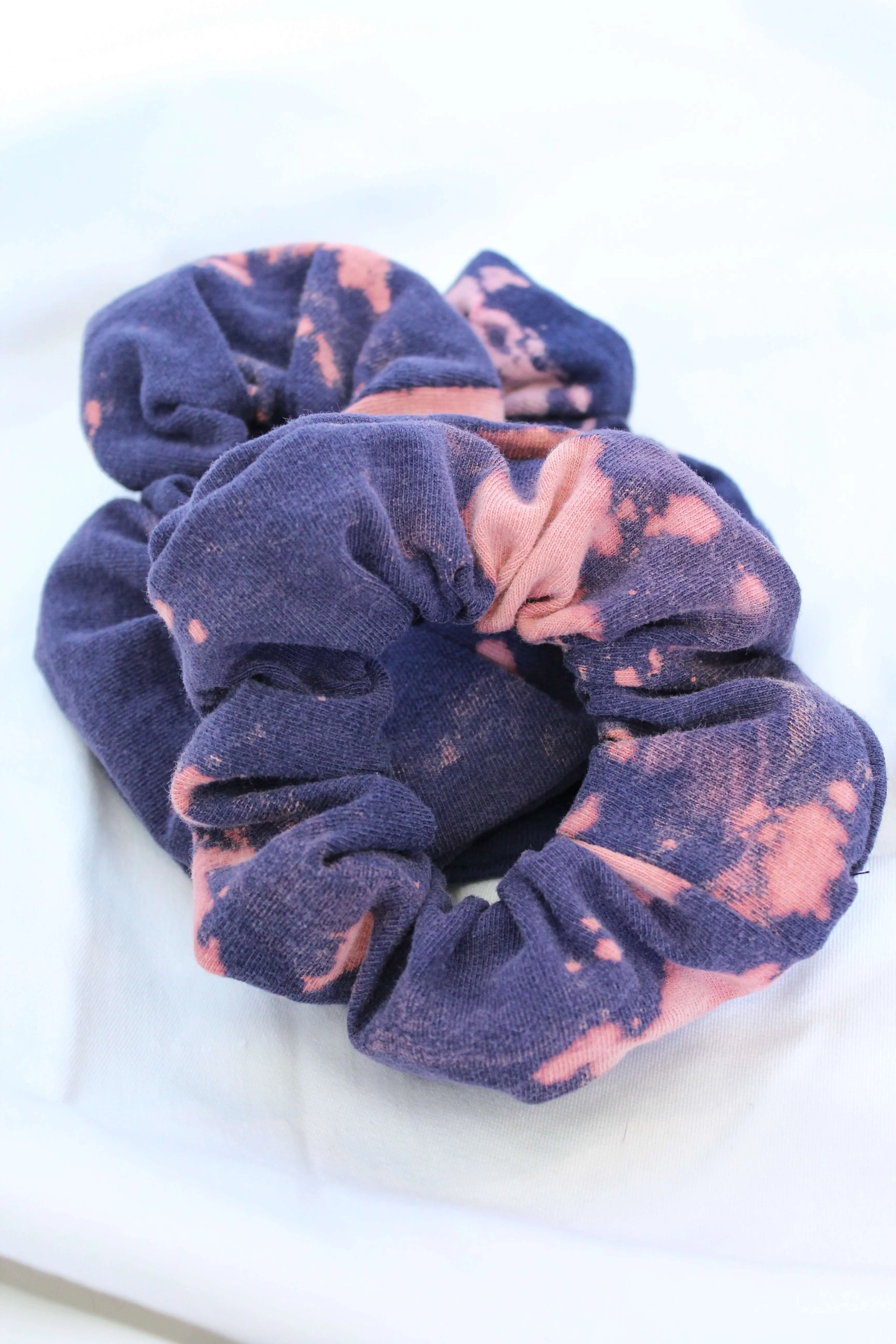 Navy Bleach Tie Dye Scrunchie