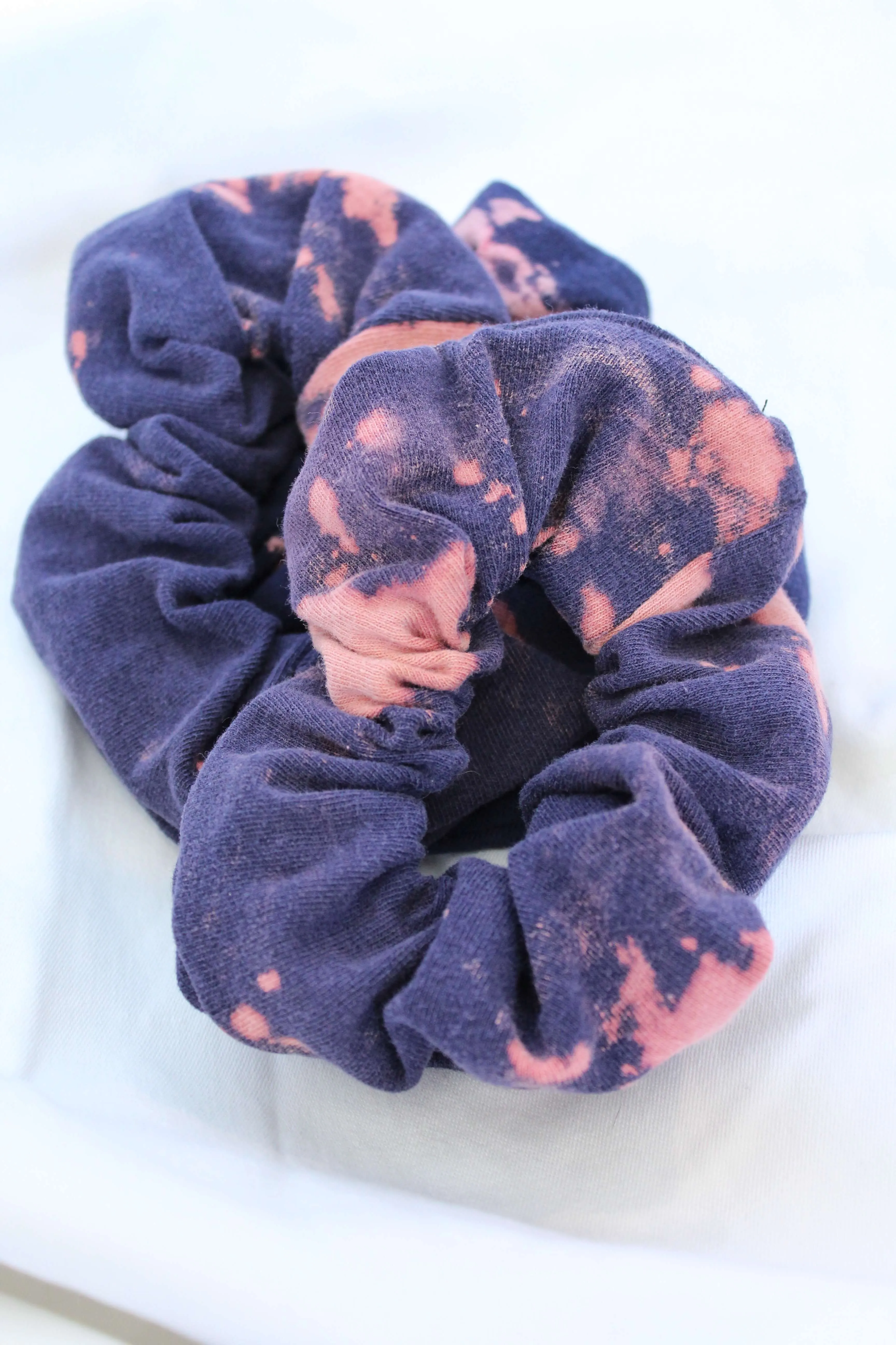 Navy Bleach Tie Dye Scrunchie