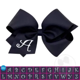 Navy with white initial grosgrain  bow