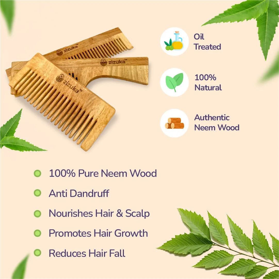 Oil Treated Neem Comb -Fine Tooth, Natural Detangling, Anti-Static