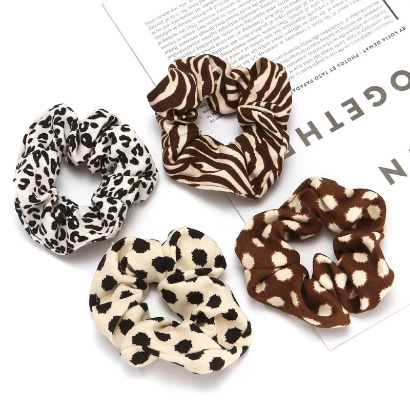 Oversized Leopard Dots Tie Dye Velvet Hair Scrunchies Hairbands