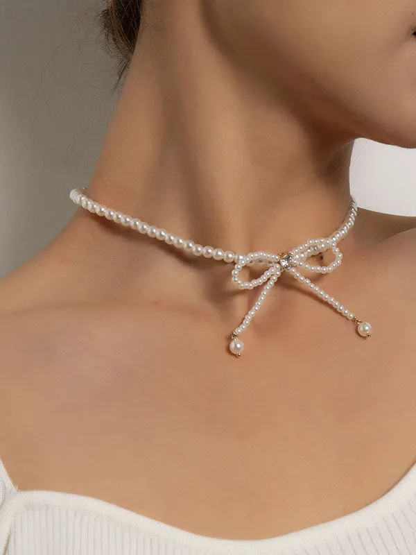 Pearl Butterfly Bow Chocker