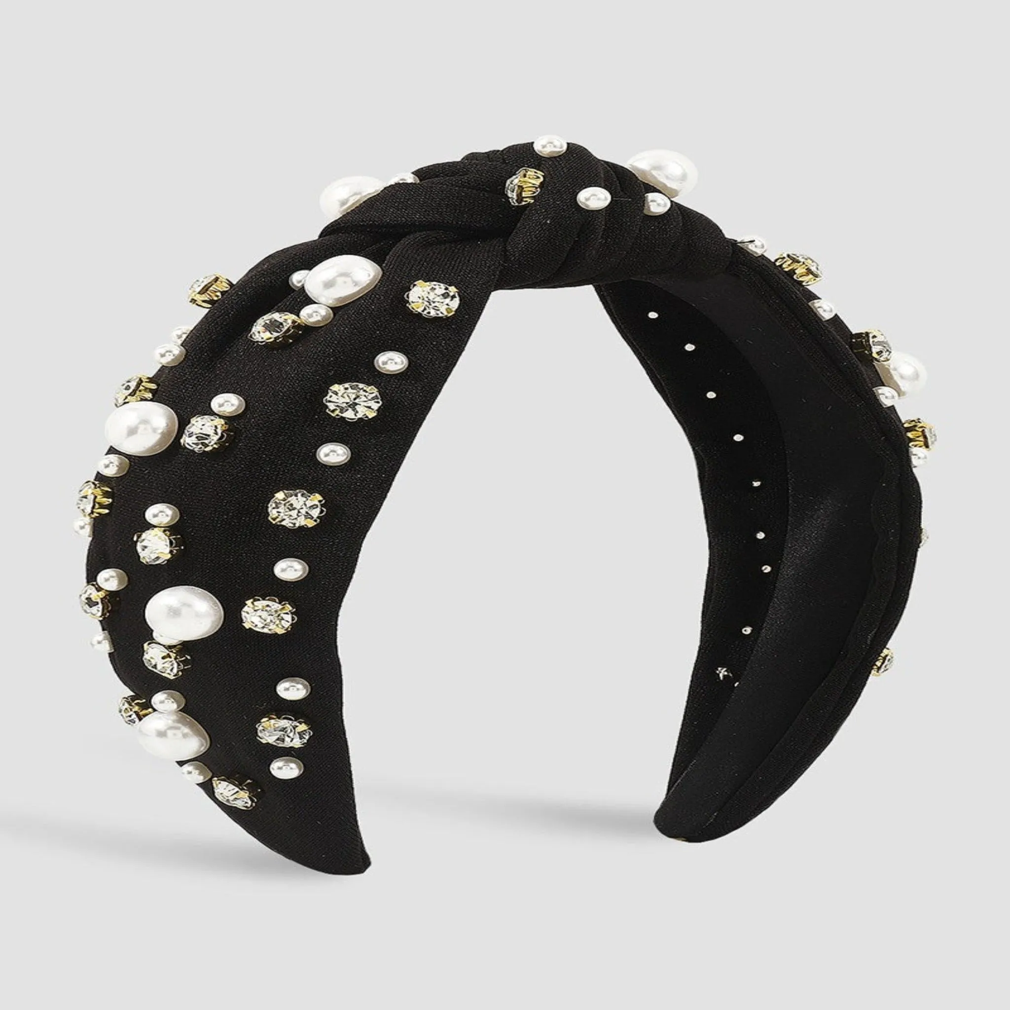 Pearl Rhinestone Top Knot Headband