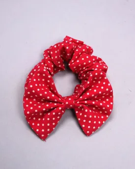 Pink Flambe Polka Bow Scrunchie